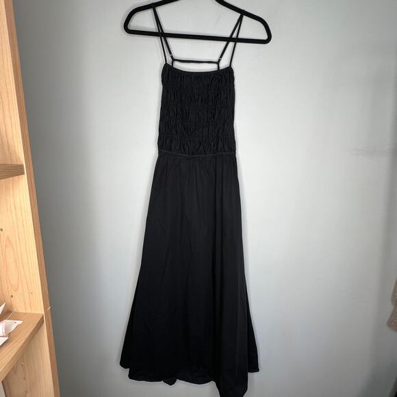 Solid & Striped The Delta Black Cotton Poplin Midi Dress Size Small - Picture 3 of 10